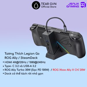 Dock xuất hình HDMI 4K@120Hz JSAUX HB0609 hỗ trợ tối ưu cho ROG Ally / Steam Deck / Lenovo Legion Go 2