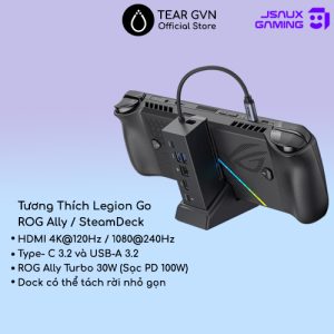 Dock xuất hình HDMI 4K@120Hz JSAUX HB0609 hỗ trợ tối ưu cho ROG Xbox Ally / Steam Deck / Lenovo Legion Go 2