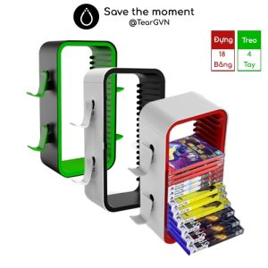 Kệ đựng đĩa và treo tay cầm đựng 18 băng, treo 4 tay cầm cho PS5 / PS4 / Xbox / Nintendo Switch